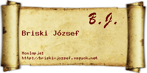 Briski József névjegykártya